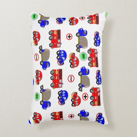 Schattige Jongens Speelgoed Auto's Vrachtwagens Br Accent Kussen (Voorkant(Verticaal))