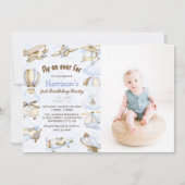 Schattige Jongen's Vliegtuig Thema 3e Verjaardagsf Kaart (Voorkant)