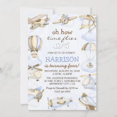 Schattige Jongen's Vliegtuig Thema 4e Verjaardagsf Kaart (Voorkant)