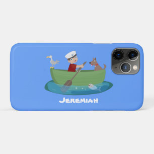 Schattige jongenszeiler en hond die in een roeiboo Case-Mate iPhone case