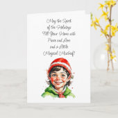 Schattige  jongetje elf kerstzegeningen kaart (Gele Bloem)