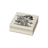 Schattige jongetje speelt diskgolf rubberstempel (Stempel)
