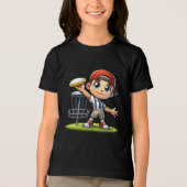 Schattige jongetje speelt diskgolf Tri-Blend shirt (Voorkant)