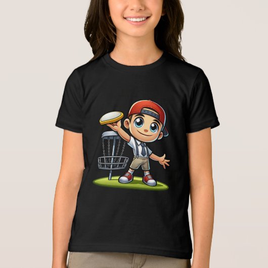 Schattige jongetje speelt diskgolf Tri-Blend shirt (Voorkant)