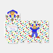 Schattige jongleren circus clown op polka dot bedankdoosjes (Uitgevouwen)
