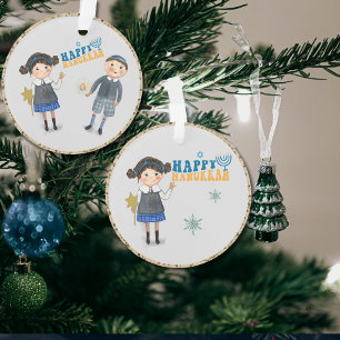 Schattige Joods koppel Happy Chanoeka Ornament