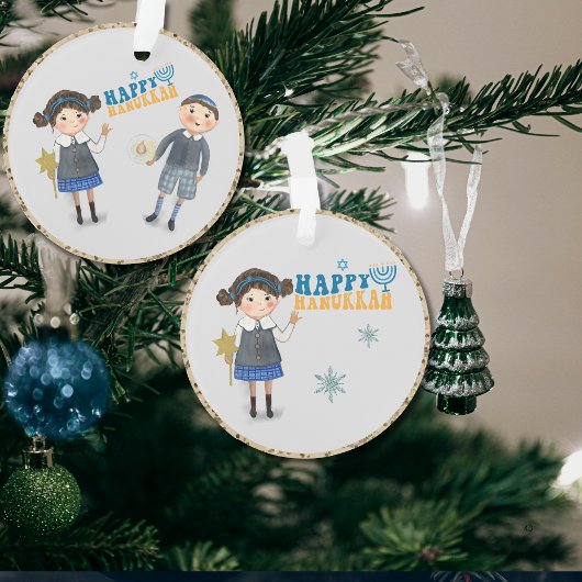 Schattige Joods koppel Happy Chanoeka Ornament