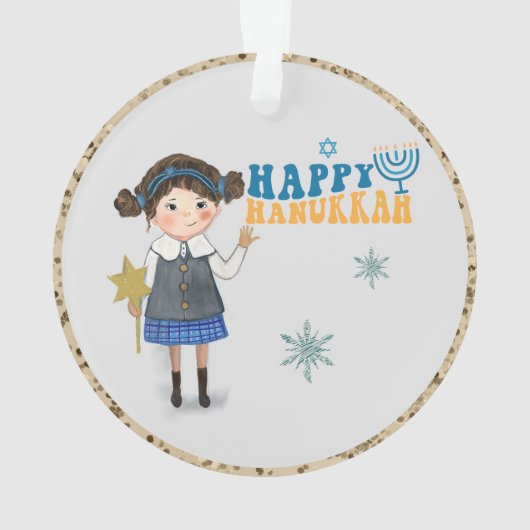 Schattige Joods koppel Happy Chanoeka Ornament (achterkant)