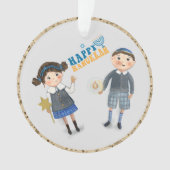Schattige Joods koppel Happy Chanoeka Ornament (voorkant)