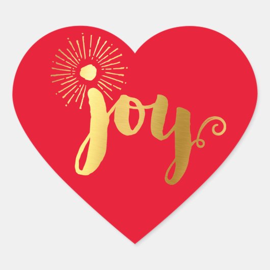 SCHATTIGE JOY HEART SEAL Modern Gold folie Kerstro Hart Sticker (Voorkant)