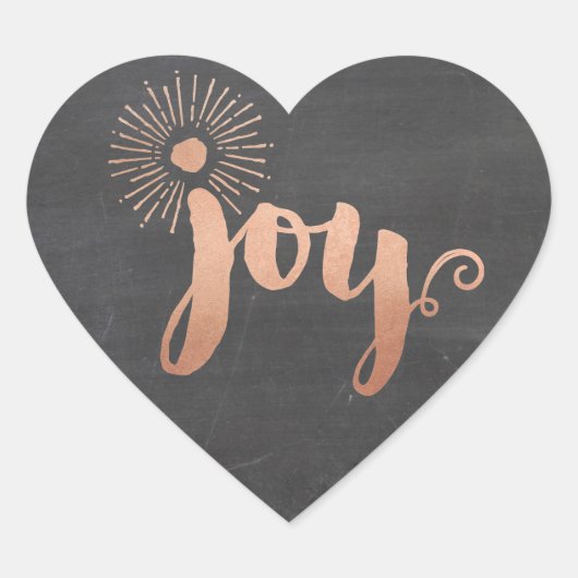 SCHATTIGE JOY HEART SEAL modern roos gouden folie  Hart Sticker (Voorkant)