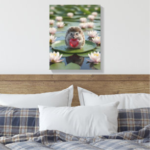 Schattige juli egel met robijnen hart canvas afdruk