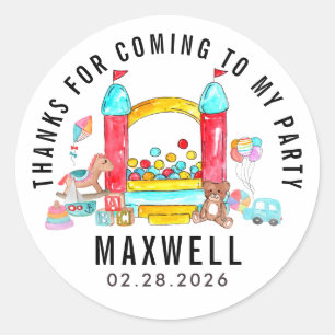 Schattige Jump Bounce House Kind Bedankt Verjaarda Ronde Sticker