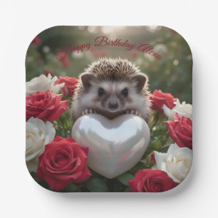 Schattige June egel met parelhart Papieren Bordje