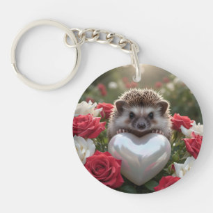 Schattige June egel met parelhart Sleutelhanger