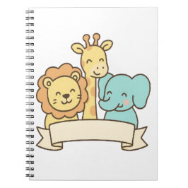 Schattige Jungle Dieren met Banner – Safari Kinder Notitieboek