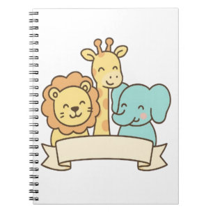 Schattige Jungle Dieren met Banner – Safari Kinder Notitieboek