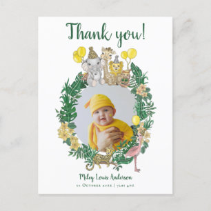 Schattige Jungle Safari Dieren Baby Borrel Dank Je Briefkaart