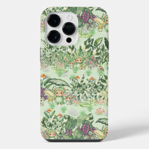 Schattige Junglebeer en Naadloos Tropisch Patroon iPhone 14 Pro Max Hoesje