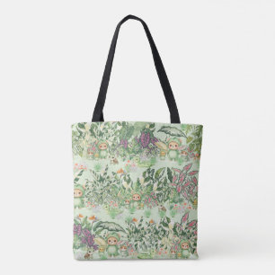 Schattige Junglebeer en Naadloos Tropisch Patroon Tote Bag