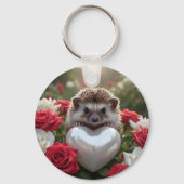 Schattige Juni Egel met Parel Hart Sleutelhanger (Voorkant)