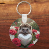 Schattige Juni Egel met Parel Hart Sleutelhanger (Voorkant)