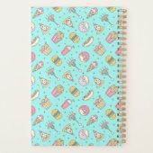 Schattige Junk Food Pattern op Aqua | Gepersonalis Planner (Achterkant)