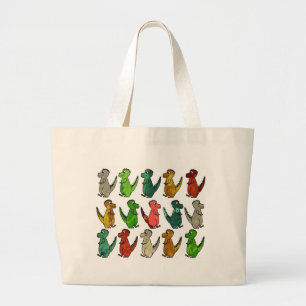 Schattige Jura Cartoon Kleurrijke Waterverf Dinosa Grote Tote Bag