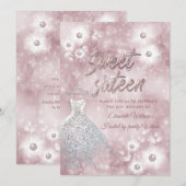 Schattige jurk bokeh parelwijn zestien kaart (Voorkant / Achterkant)