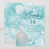 Schattige jurk bokeh witte rozen zoet zestien kaart (Voorkant / Achterkant)