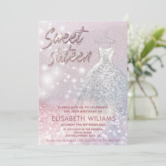 Schattige jurk met mousserende glittery ombre kaart (Staand voorkant)