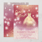 Schattige jurk roos goud glittery ombre i kaart (Voorkant / Achterkant)