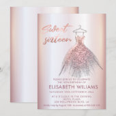 Schattige jurk roos goud glittery ombre i kaart (Voorkant / Achterkant)