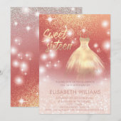 Schattige jurk roos goud glittery ombre kaart (Voorkant / Achterkant)