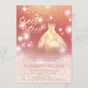 Schattige jurk roos goud glittery ombre kaart