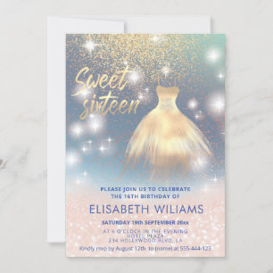 Schattige jurk roos goud glittery ombre kaart