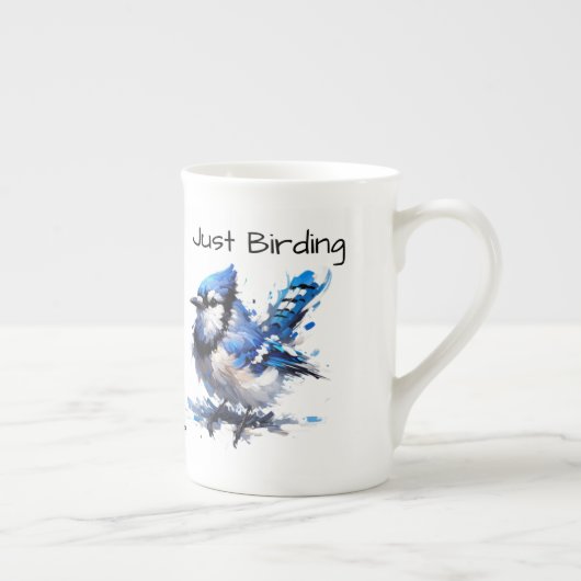 Schattige Just Birding Blue Jay Porselein Kop (Rechts)