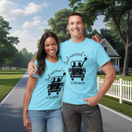 Schattige Just Married Add Date Wedding T-shirt