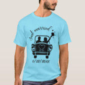 Schattige Just Married Add Date Wedding T-shirt (Voorkant)