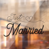 Schattige Just Married Heart zwart script Raamsticker (Vel 2)