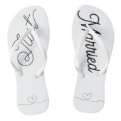 Schattige Just Married Heart zwart script Teenslippers (Voetbed)