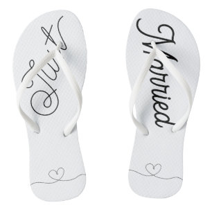 Schattige Just Married Heart zwart script Teenslippers