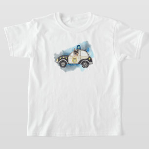 Schattige K-9-hond rijdt in een politieauto T-shirt