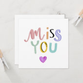 Schattige kaart om te zeggen dat je mist, wenskaar (Voorkant / Achterkant in situ)