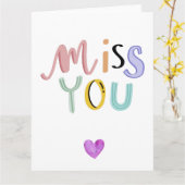 Schattige kaart om te zeggen dat je mist, wenskaar (Gele Bloem)