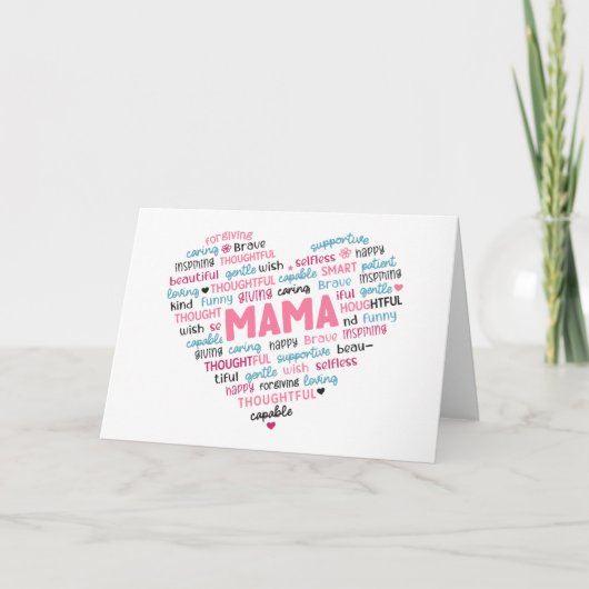 Schattige kaart voor moeder; mama; (Voorkant)