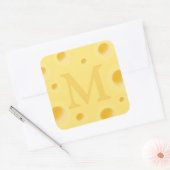 Schattige kaas Fanciful Cheesy Monpgrammed Seal Vierkante Sticker (Envelop)