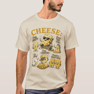 Schattige kaasliefhebber vintage retro cartoon t-shirt