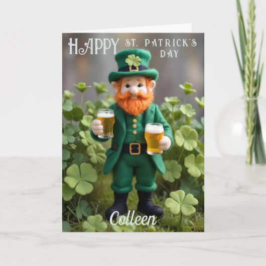 Schattige kabouter bier St. Patrick's Dag kaart (Voorkant)