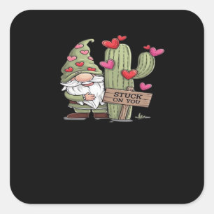 Schattige kabouter cactus vast aan jou woordspelin vierkante sticker
